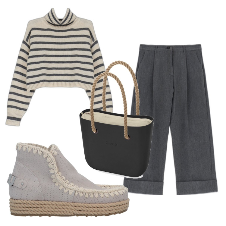 Outfit donna - Total look #1721808. Stile Trendy per Tutti i giorni. Abbinamento con stivaletti, maglieria, pantaloni, borse a spalla.