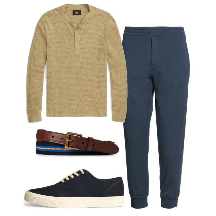 Outfit uomo - Settembre. Stile Casual per Tutti i giorni. Abbinamento con pantaloni, sneakers, cinture, t-shirt.