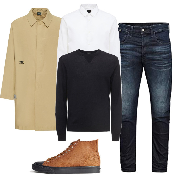 Outfit uomo - In città per lavoro. Stile Business/Elegante per Tutti i giorni. Abbinamento con sneakers, camicie, shorts, cappotti, maglieria, cinture.