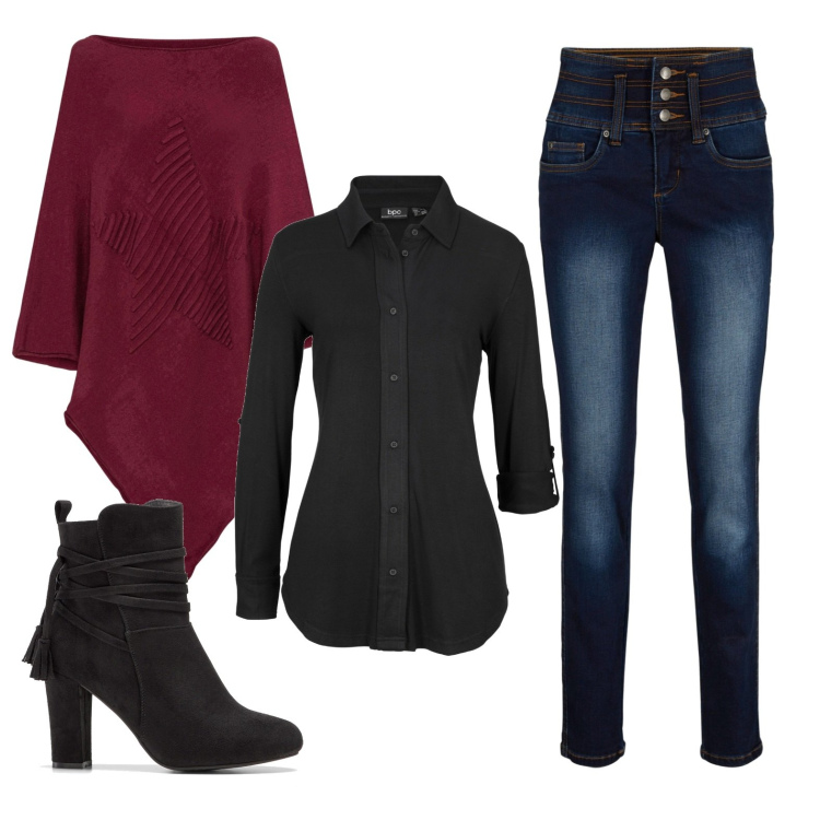 Outfit donna - La mantella per settembre. Stile Casual per Scuola/Università. Abbinamento con camicie, jeans slim fit, cappotti, stivaletti.