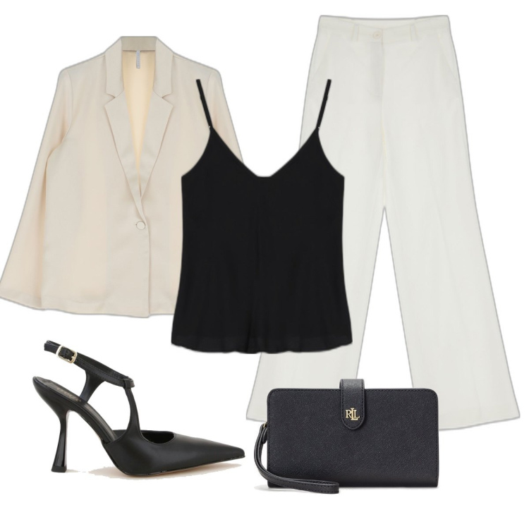 Outfit donna - Top!. Stile Glamour per Tutti i giorni. Abbinamento con pantaloni a palazzo, cappotti, canottiere, décolleté, pochette.
