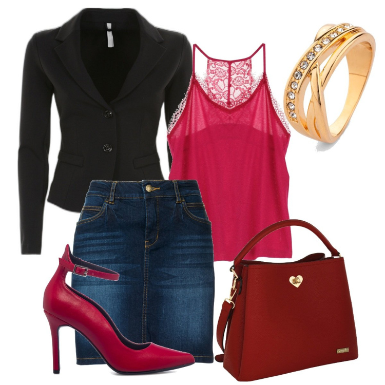 Outfit donna - Il top per un occasione. Stile Chic per Serata fuori. Abbinamento con gonne, anelli, giacche, canottiere, décolleté, borse a secchiello.