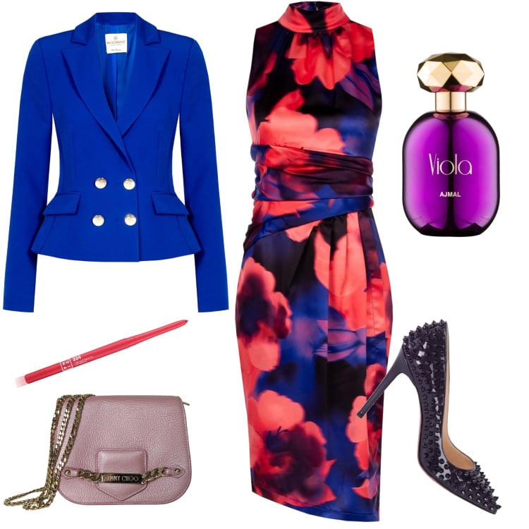 Outfit donna - Violetta. Stile Chic per Serata fuori. Abbinamento con décolleté, borse a tracolla, profumi, matite labbra, vestiti corti, cappotti.