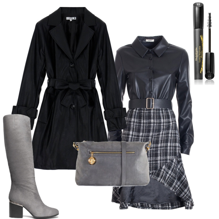 Outfit donna - il trench protagonista. Stile Trendy per Tutti i giorni. Abbinamento con stivali, borse a tracolla, mascara, vestiti asimmetrici, cappotti.