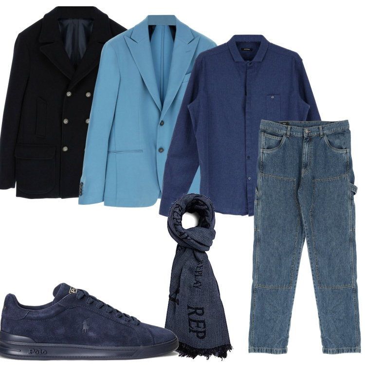 Outfit uomo - Jeans e blu. Stile Trendy per Tutti i giorni. Abbinamento con pantaloni, camicie, cappotti, giacche, sneakers, sciarpe.