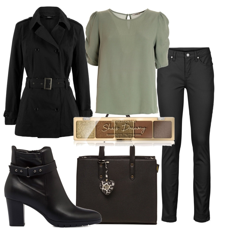 Outfit donna - Trench che passione!. Stile Casual chic per Tutti i giorni. Abbinamento con jeans, trench, ombretti, bluse, stivaletti, borse a spalla.