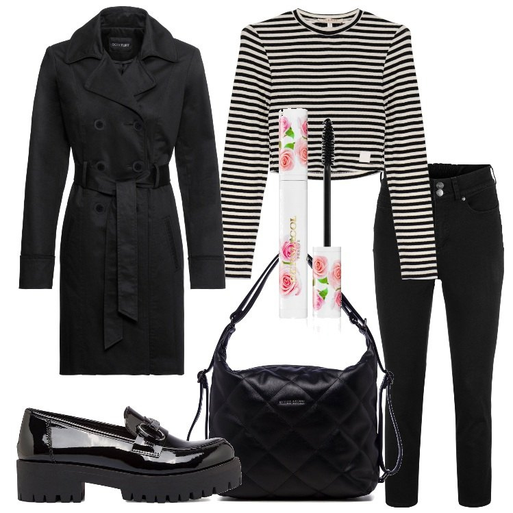 Outfit donna - Trench che passione!. Stile Basic per Tutti i giorni. Abbinamento con trench, jeans, mascara, maglieria, zaini, mocassini.