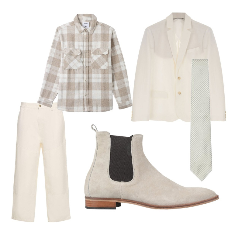 Outfit uomo - Il fratello della cresimanda. Stile Casual per Cerimonia. Abbinamento con giacche, stivali e stivaletti, cappotti, pantaloni, cravatte.