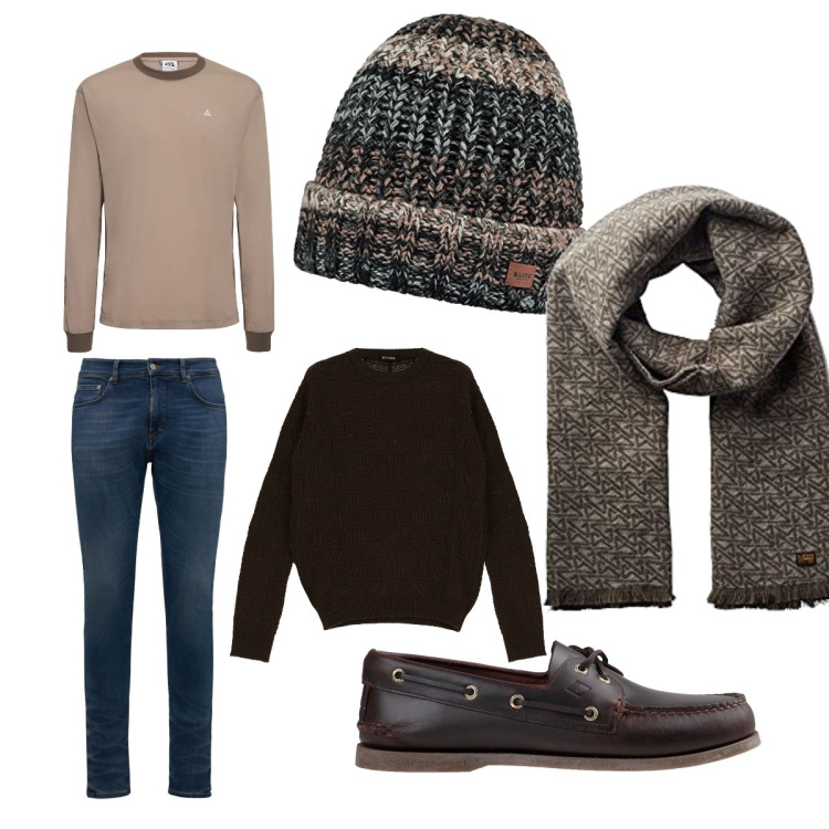 Outfit uomo - Casual e charming. Stile Casual per Tutti i giorni. Abbinamento con pullovers, scarpe stringate, jeans skinny, t-shirt, berretti, sciarpe.