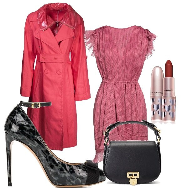 Outfit donna - il trench un must. Stile Chic per Tutti i giorni. Abbinamento con trench, décolleté, vestiti corti, rossetti, borse a tracolla.
