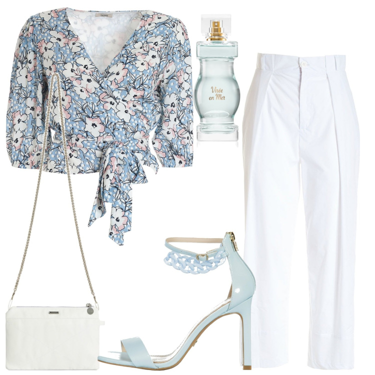 Outfit donna - Total look #1723994. Stile Casual per Tutti i giorni. Abbinamento con profumi, sandali col tacco, pantaloni, bluse, clutch.