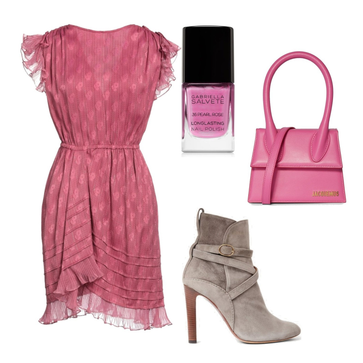 Outfit donna - L\'abito Isabel Marant. Stile Trendy per Serata fuori. Abbinamento con vestiti corti, smalti, stivaletti, borse a mano.