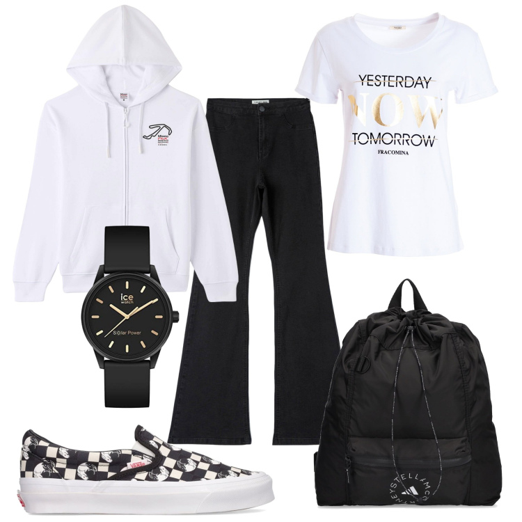 Outfit donna - ICE Watch. Stile Casual per Tutti i giorni. Abbinamento con felpe con cappuccio, jeggings, t-shirt, sneakers, zaini, orologi.