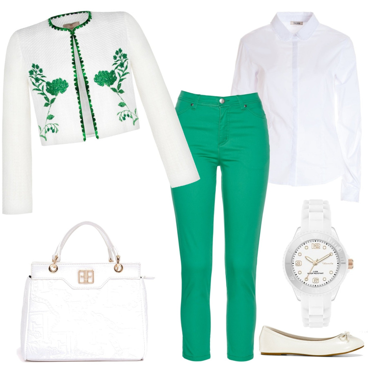Outfit donna - Il cardigan bon ton. Stile Bon Ton per Tutti i giorni. Abbinamento con ballerine, pantaloni, giacche, camicie, borse tote, orologi analogici.