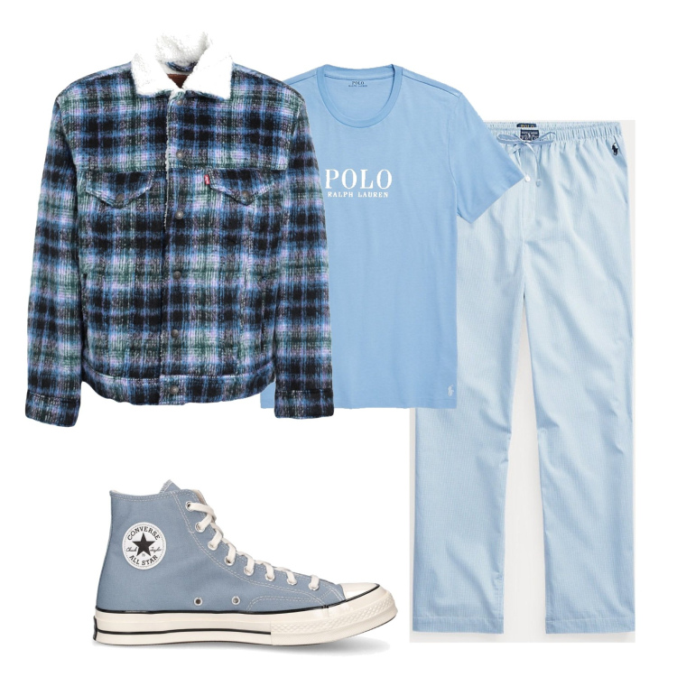 Outfit uomo - Total look #1724563. Stile Casual per Tutti i giorni. Abbinamento con giacche, t-shirt, pantaloni, sneakers.