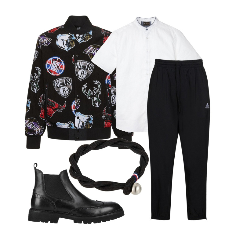 Outfit uomo - Ghost outfitter - settembre. Stile Trendy per Serata speciale. Abbinamento con camicie a manica corta, stivali e stivaletti, braccialetti, bomber, pantaloni.