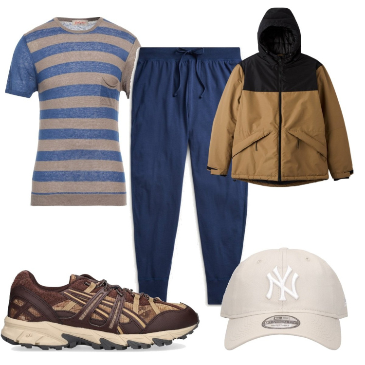 Outfit uomo - Total look #1724785. Stile Trendy per Tutti i giorni. Abbinamento con pullovers, cappotti, pantaloni, sneakers, cappelli con visiera.