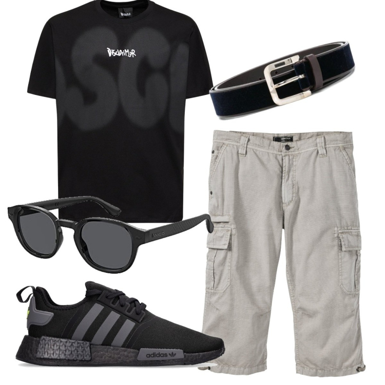 Outfit uomo - Total look #1724788. Stile Casual per Tutti i giorni. Abbinamento con bermuda, cinture, occhiali da sole, sneakers, t-shirt.