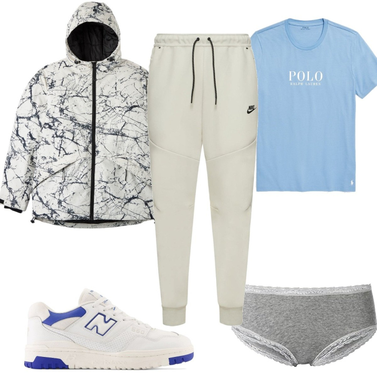 Outfit uomo - Total look #1724803. Stile Trendy per Tutti i giorni. Abbinamento con giacche, t-shirt, pantaloni, sneakers, slip.