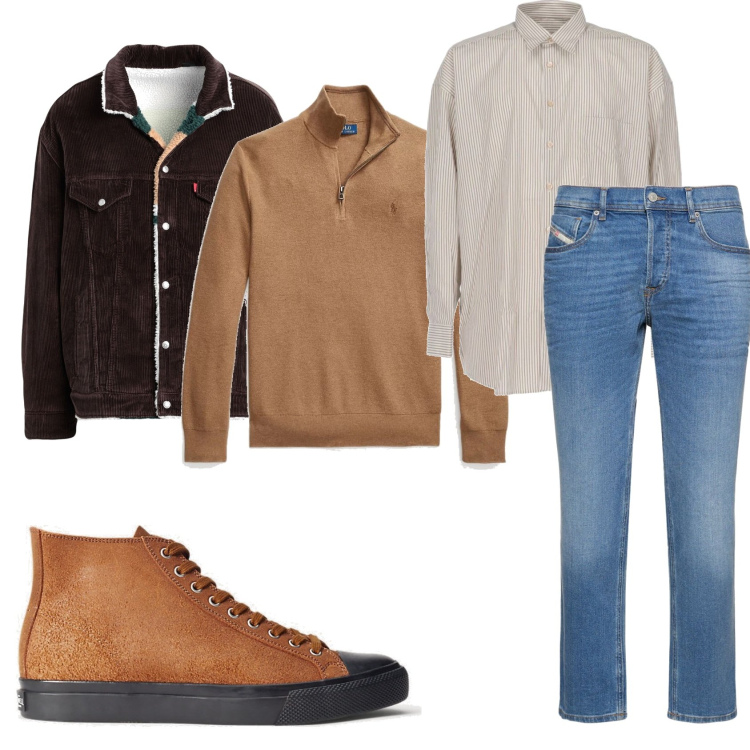 Outfit uomo - Mi vesto così ricordo. Stile Trendy Abbinamento con camicie, giacche, sneakers, maglieria, jeans.