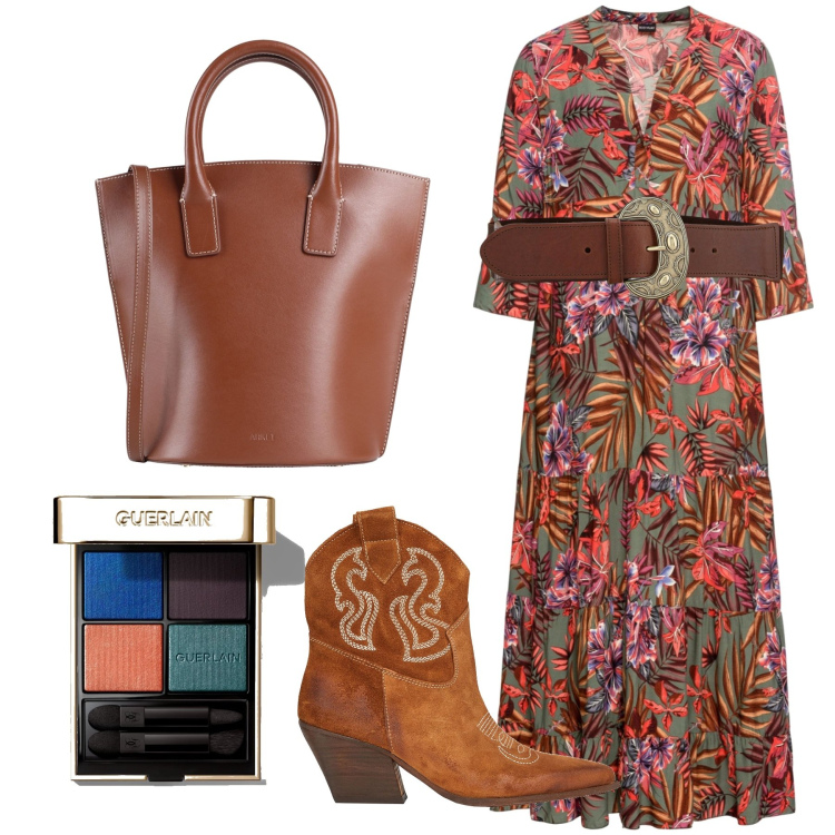 Outfit donna - Boho autunnale. Stile Boho per Tutti i giorni. Abbinamento con vestiti lunghi, stivaletti, borse a mano, ombretti, cinture.