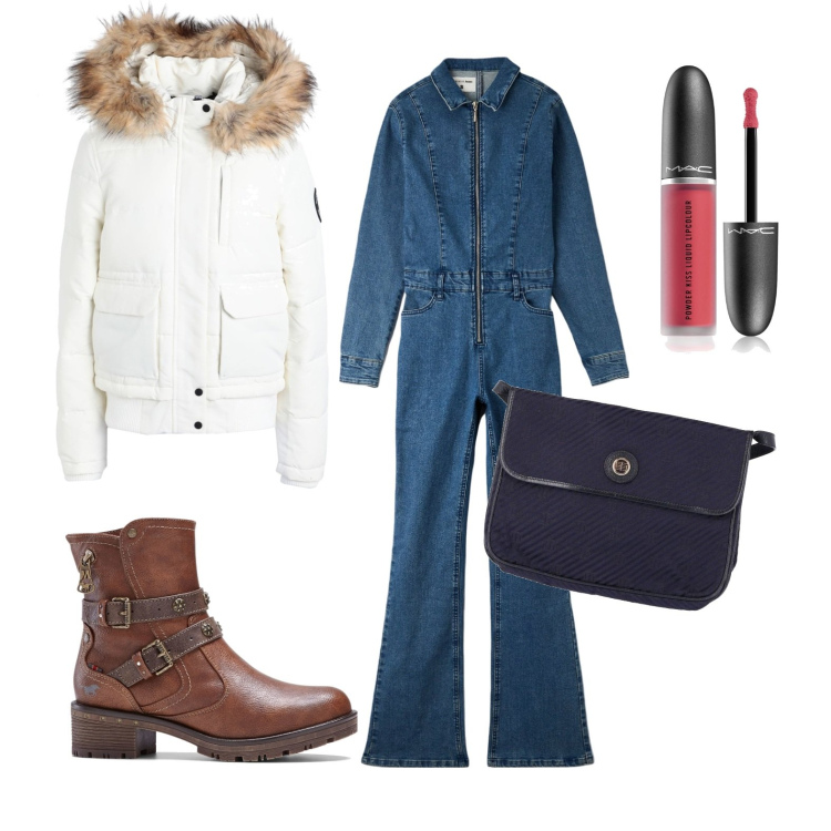 Outfit donna - Total look #1725209. Stile Casual per Tutti i giorni. Abbinamento con stivaletti, piumini, borse a spalla, rossetti, tute.