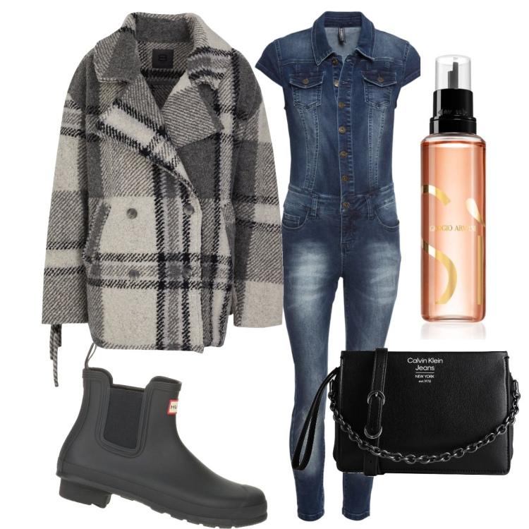 Outfit donna - Yeah. Stile Casual per Tutti i giorni. Abbinamento con tute, caban, borse a mano, stivaletti, profumi.