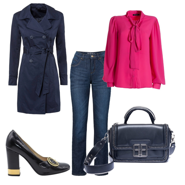 Outfit donna - Total look #1726391. Stile Casual chic per Tutti i giorni. look ideale per Tall. Abbinamento con trench, jeans dritti, décolleté, camicie, borse a spalla.