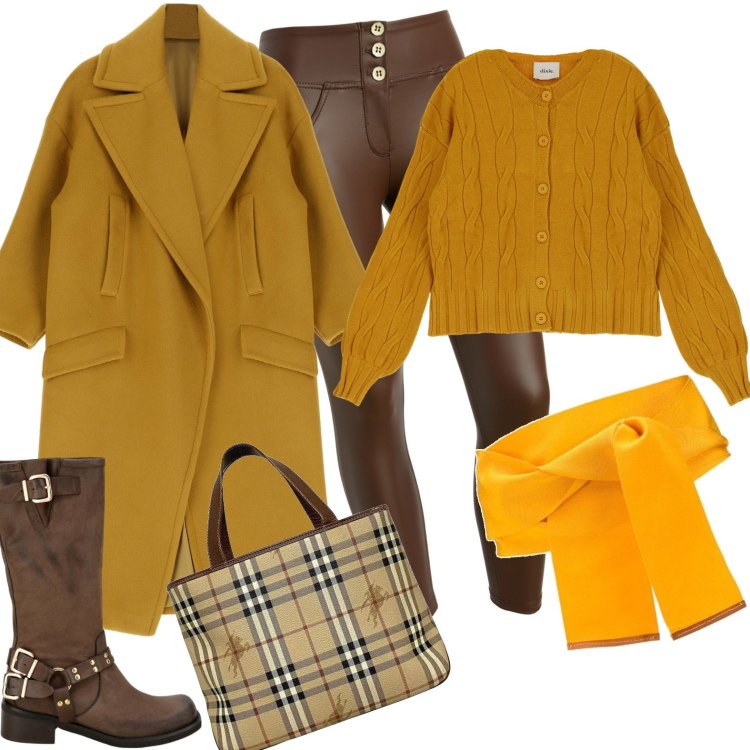 Outfit donna - Di giorno minimal. Stile Minimal per Tutti i giorni. Abbinamento con borse a spalla, cinture, cappotti, pantaloni skinny, pullovers, stivali.