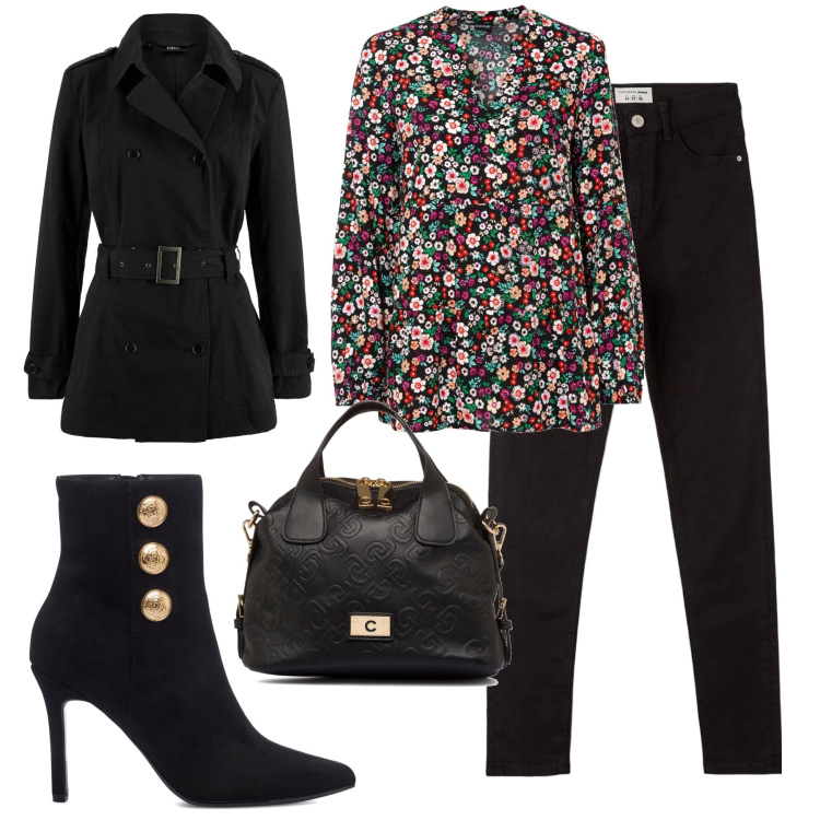 Outfit donna - Total look #1726817. Stile Casual chic per Tutti i giorni. Abbinamento con trench, tuniche, jeans skinny, borse a spalla, stivaletti.