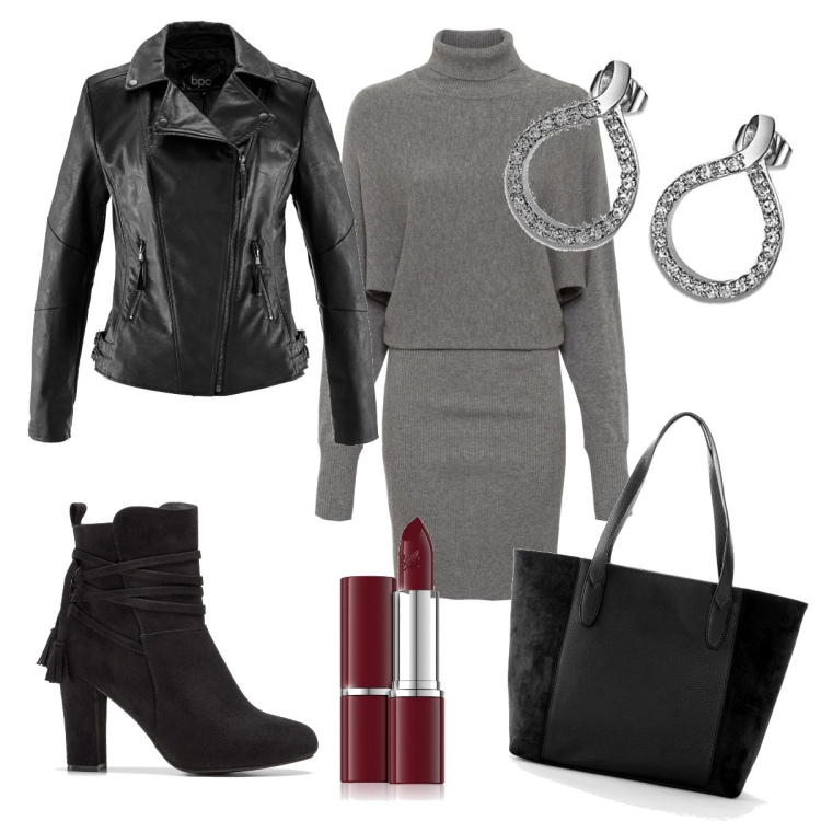 Outfit donna - Beautiful. Stile Casual chic per Tutti i giorni. Abbinamento con vestiti, blazer, shopping bag, stivaletti, rossetti, orecchini.