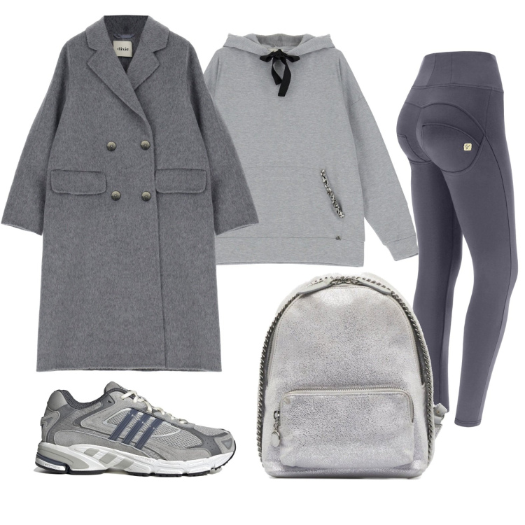Outfit donna - Total look #1727470. Stile Sporty chic per Tutti i giorni. Abbinamento con zaini, pantaloni skinny, felpe con cappuccio, cappotti, sneakers.