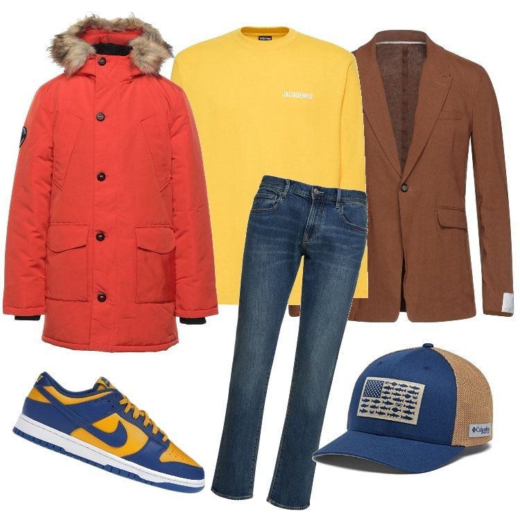 Outfit uomo - Tre.. "n"..dy. Stile Trendy per Tutti i giorni. Abbinamento con cappotti, giacche, sneakers, jeans slim fit, t-shirt, berretti.