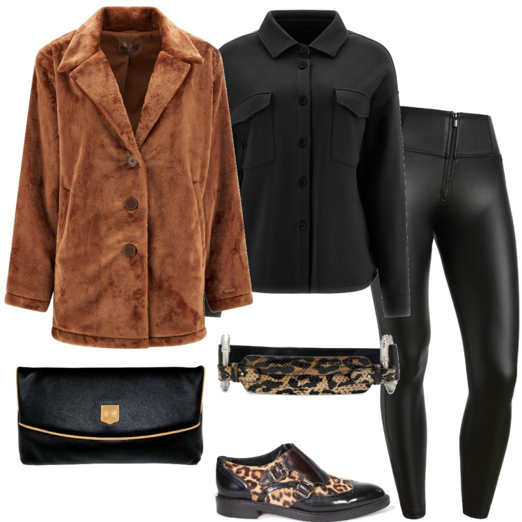 Outfit donna - Total look #1728640. Stile Casual chic per Tutti i giorni. Abbinamento con mocassini, cinture, borse a mano, pantaloni skinny, cappotti, camicie.