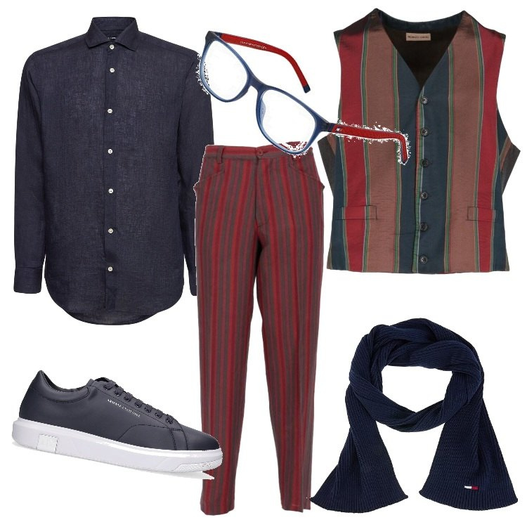 Outfit uomo - Bohem. Stile Trendy per Tutti i giorni. Abbinamento con pantaloni, gilet, sneakers, camicie, occhiali da sole, sciarpe.