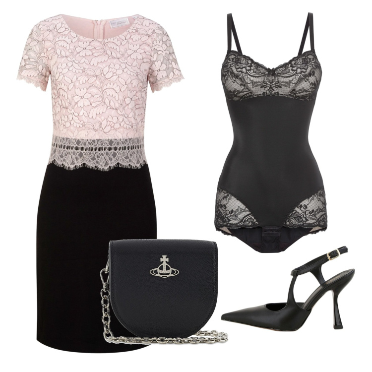 Outfit donna - Total look #1729155 Passione pizzo. Stile Chic per Cerimonia. Abbinamento con vestiti, body, décolleté, borse a spalla.