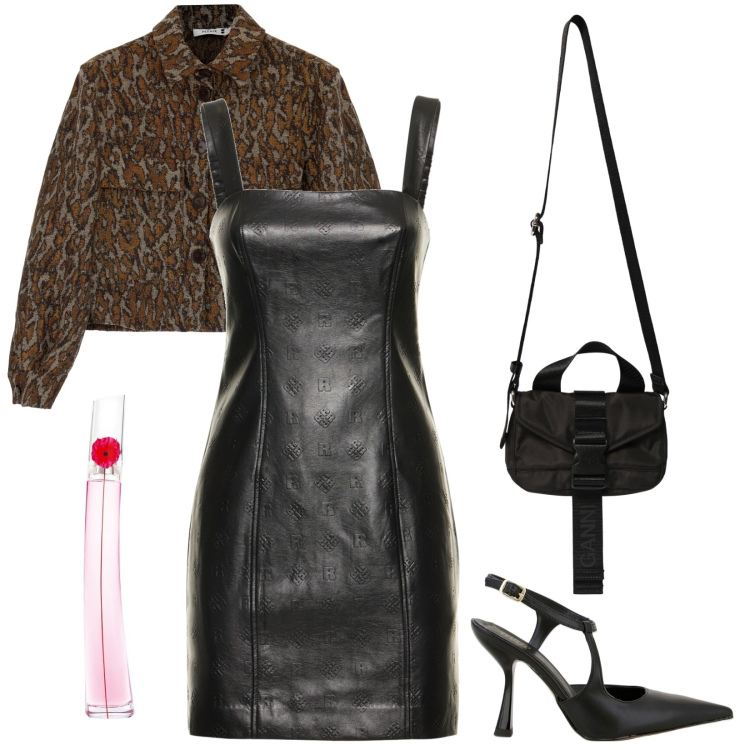 Outfit donna - Serata fuori. Stile Urban per Serata fuori. Abbinamento con profumi, giacche, décolleté, vestiti, borse a cartella.