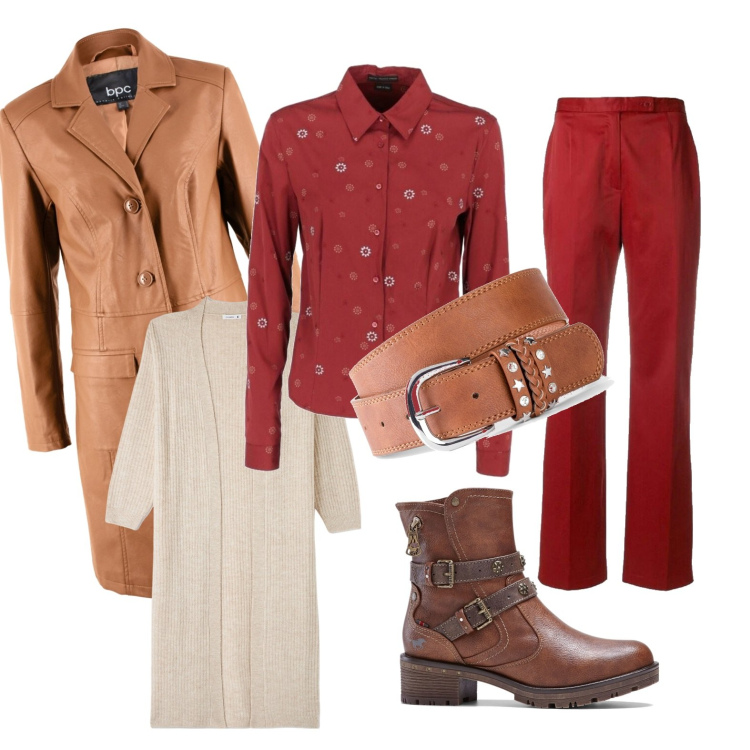 Outfit donna - Total look #1729633. Stile Basic per Ufficio. Abbinamento con cinture, blazer, stivaletti, pantaloni, camicie, cardigans.