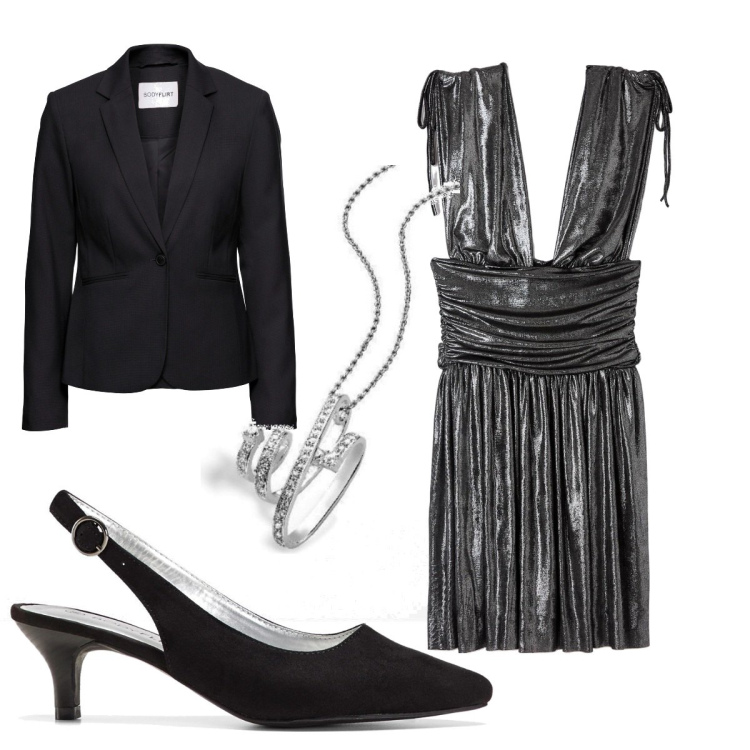 Outfit donna - Total look #1729679. Stile Trendy per Serata fuori. Abbinamento con blazer, décolleté, vestiti corti, ciondoli.