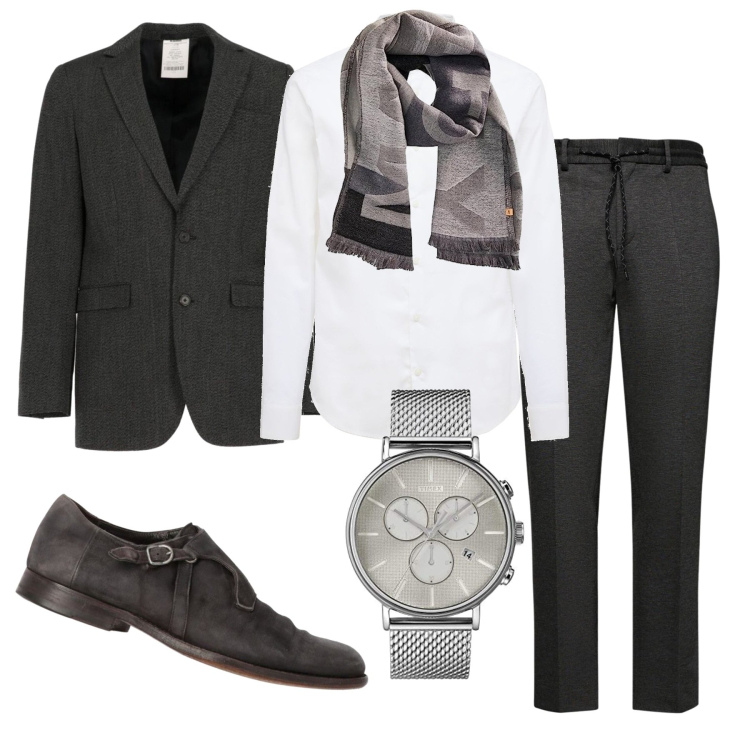 Outfit uomo - Business man. Stile Business/Elegante per Ufficio. Abbinamento con scarpe stringate, giacche, camicie, orologi, pantaloni, sciarpe.
