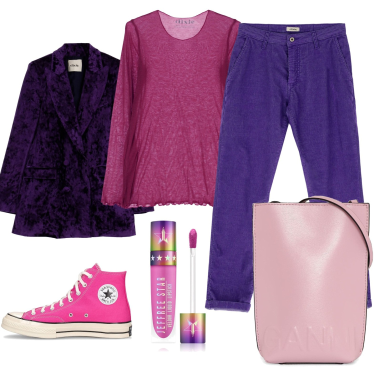 Outfit donna - Total look #1730873. Stile Casual per Tutti i giorni. Abbinamento con rossetti, cappotti, pantaloni, maglieria, borse a spalla, sneakers.