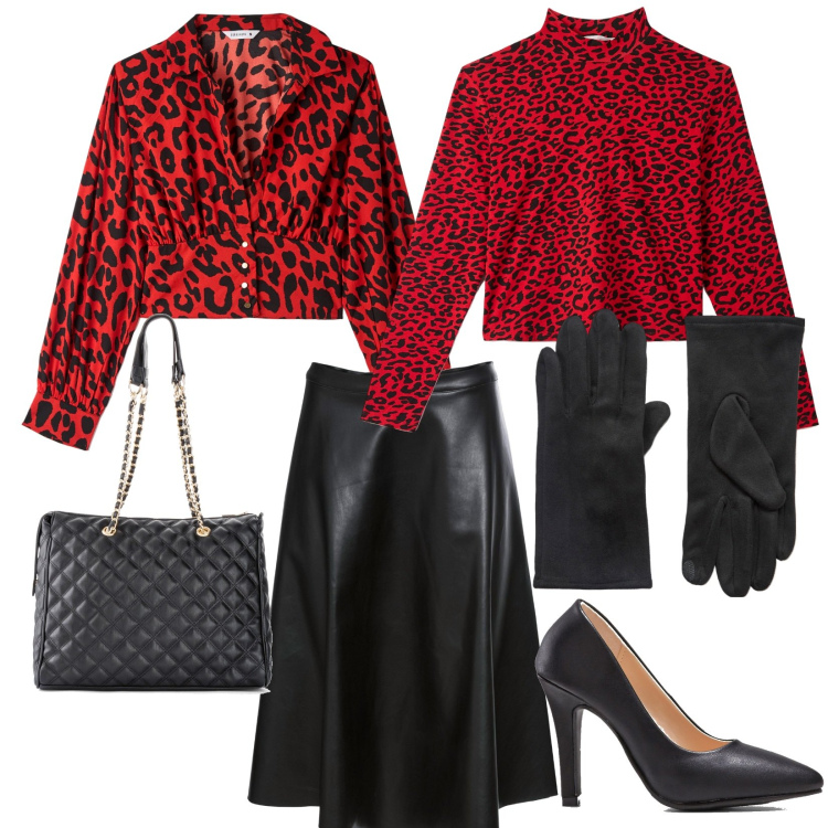 Outfit donna - Total look #1731382. Stile Chic per Serata fuori. look ideale per Petite. Abbinamento con shopping bag, gonne, décolleté, guanti, t-shirt, bluse.