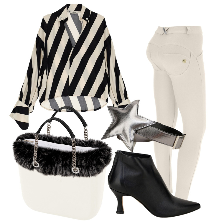 Outfit donna - Total look #1731815. Stile Glamour per Serata fuori. Abbinamento con pantaloni skinny, stivaletti, camicie, cinture, borse a spalla.