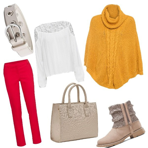 Outfit donna - Total look #1732243. Stile Casual per Tutti i giorni. Abbinamento con stivaletti, pantaloni, cappotti, tuniche, shopping bag, cinture.