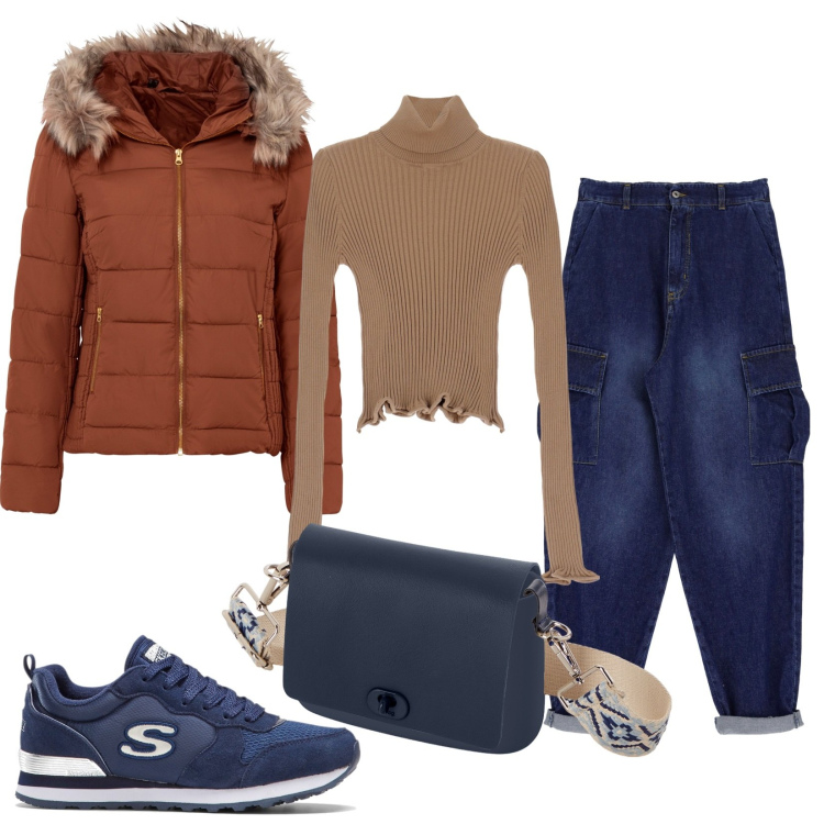 Outfit donna - Il color mattone, un arancio profondo. Stile Casual per Tutti i giorni. Abbinamento con giacche, sneakers, maglieria, jeans, borse a spalla.