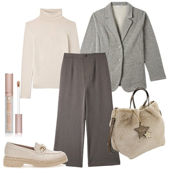 Outfit donna - ufficio mannish ma non troppo. Stile Mannish per Ufficio. Abbinamento con correttori, giacche, t-shirt, pantaloni, mocassini, borse a mano.