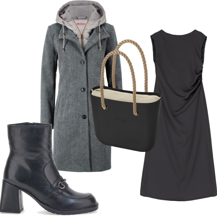 Outfit donna - Total look #1732820. Stile Minimal per Tutti i giorni. Abbinamento con cappotti, vestiti midi/longuette, stivaletti, borse a spalla.