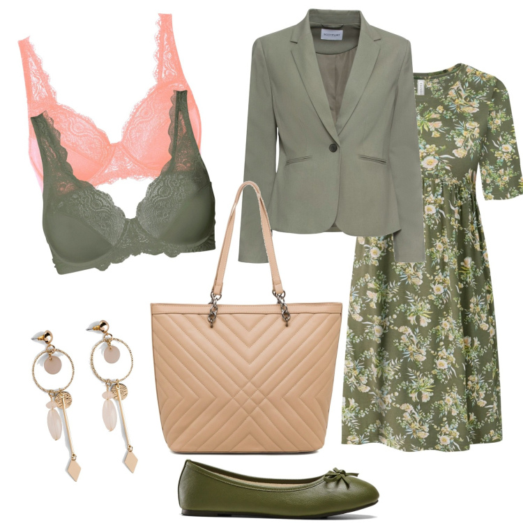 Outfit donna - La bralette in doppio colore. Stile Bon Ton per Tutti i giorni. Abbinamento con reggiseni, blazer, vestiti, ballerine, orecchini, borse a spalla.