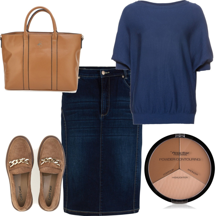 Outfit donna - Ordinary day. Stile Basic per Tutti i giorni. Abbinamento con maglieria, gonne, blush, mocassini, borse a mano.