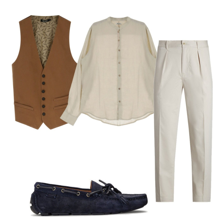 Outfit uomo - Total look #1733105. Stile Casual per Tutti i giorni. Abbinamento con camicie, gilet, scarpe stringate, pantaloni.